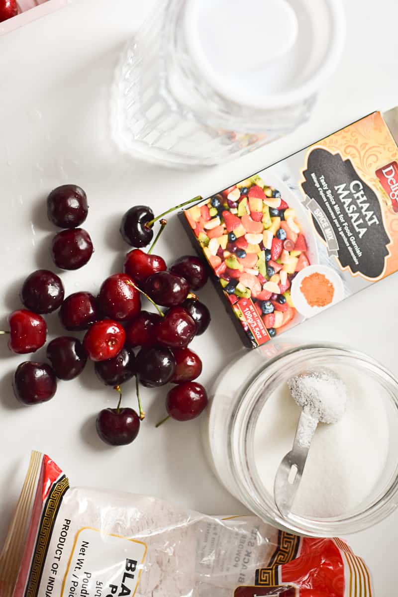 ingredients required to make cherry cooler summer drink.