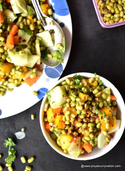 Moong Mango Salad Recipe | Easy Moong Sprout And Mango Salad - Priya's ...