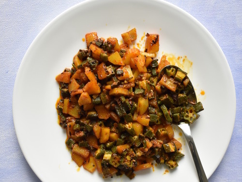 Bhindi Aloo fry no onion no garlic