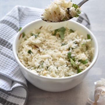 how to make garlic cilantro rice? made with 5 ingredients - priyascurrynation.com