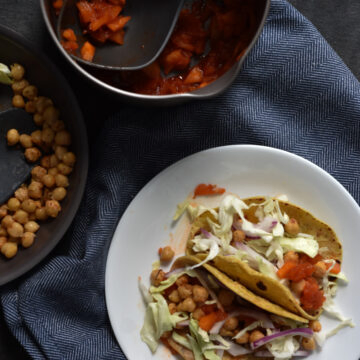 spicy apple sauce chickpea tacos with paderno kitchenware - priyascurrynation.com