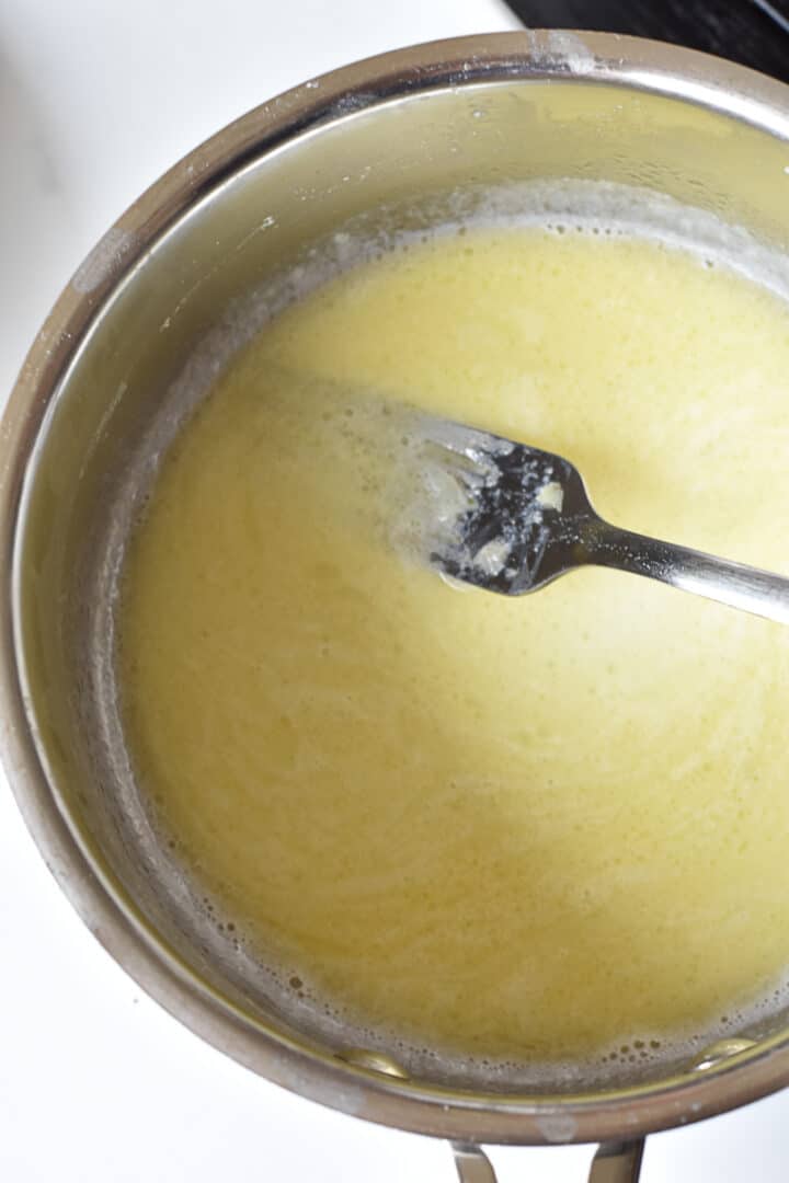 melted butter and milk mixture.