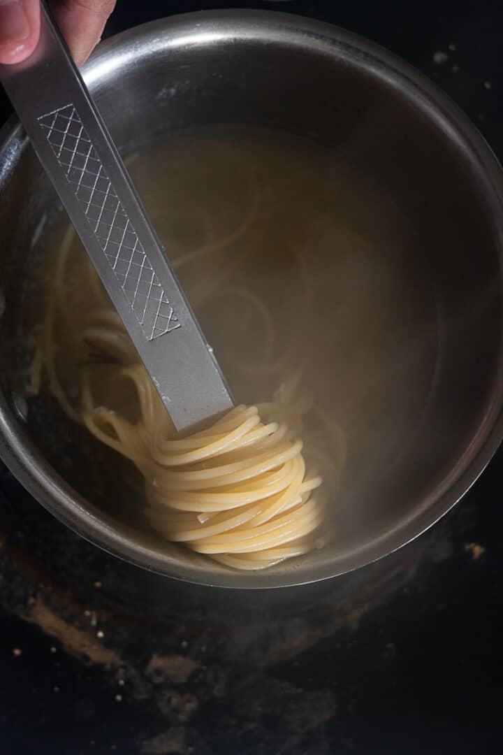spaghetti cooked until al dente